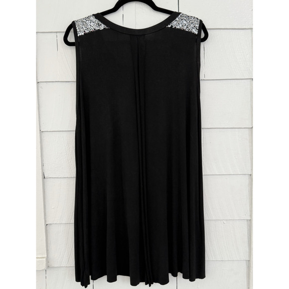 POL Women L Silver Sequin Detail Dress Boho Glam Flowy Tunic Feminine Chic Comfy - Picture 3 of 6